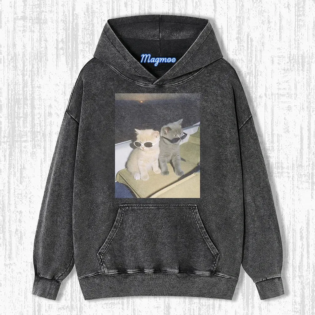 CAT WITH SUNGLASSES HOODIE-Magmoo