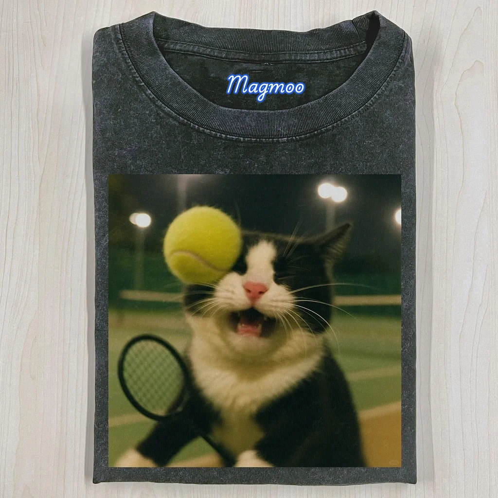 TENNIS BALL CAT T-SHIRT-Magmoo