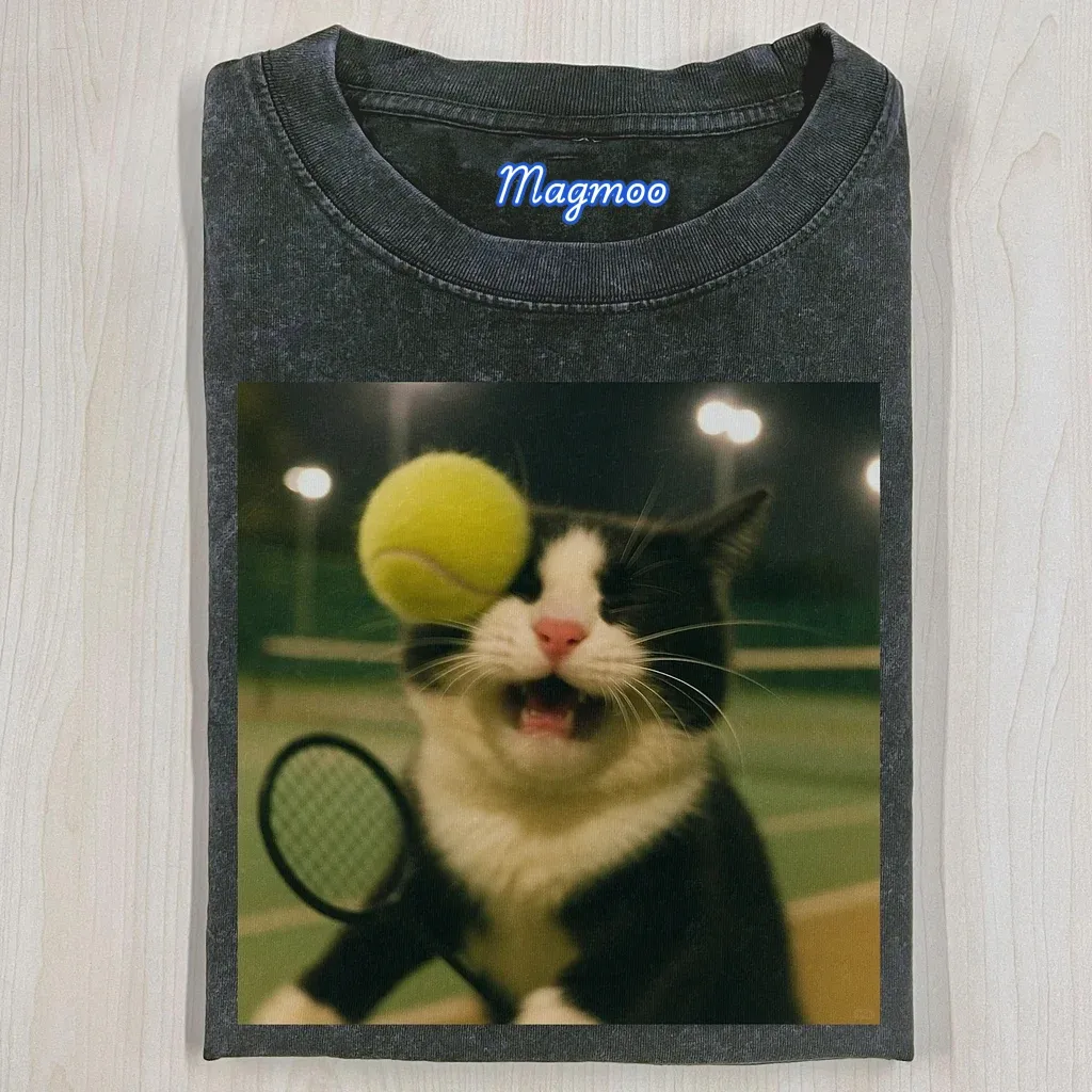 TENNIS BALL CAT T-SHIRT-Magmoo