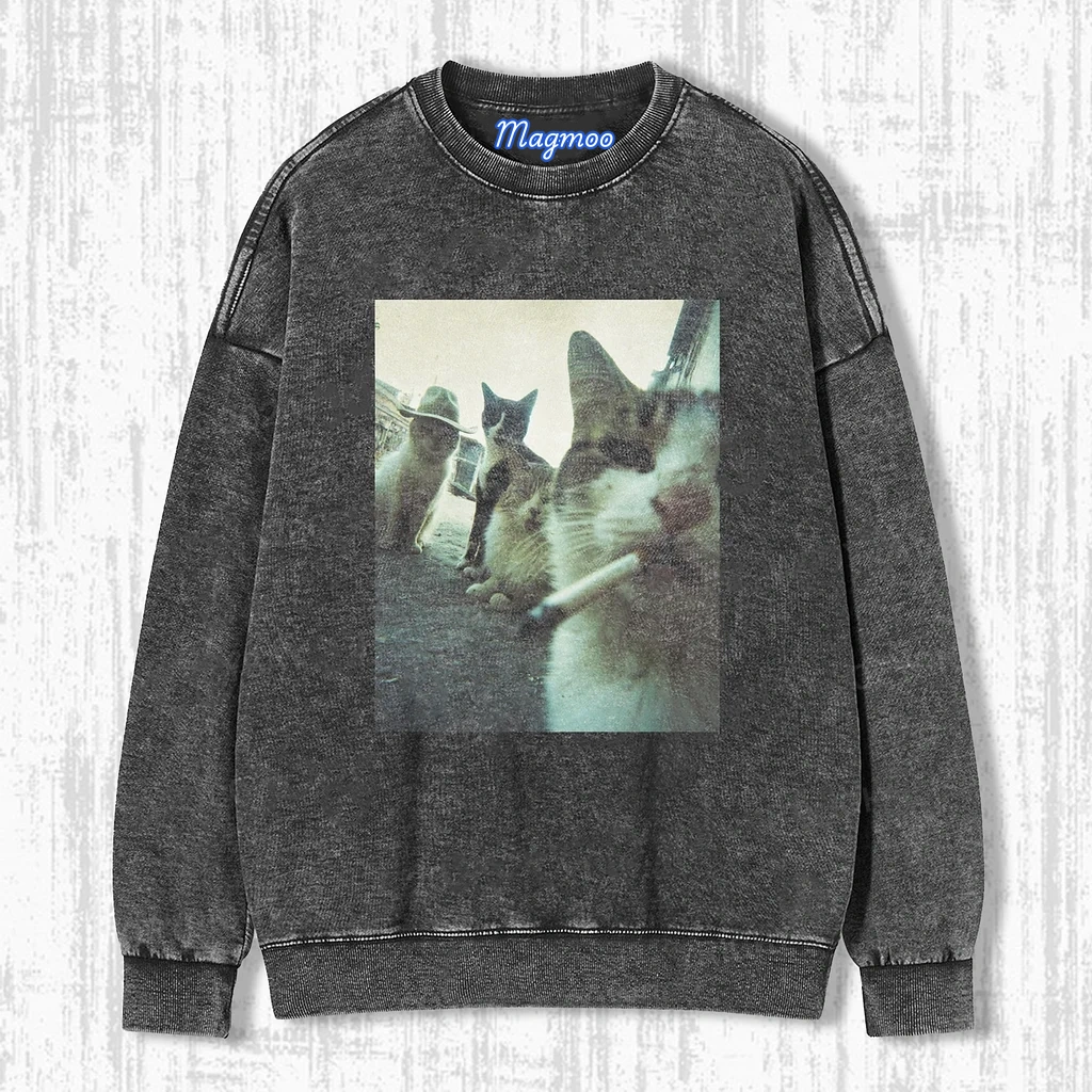 SMOKING CAT MEME T-SHIRT-Magmoo