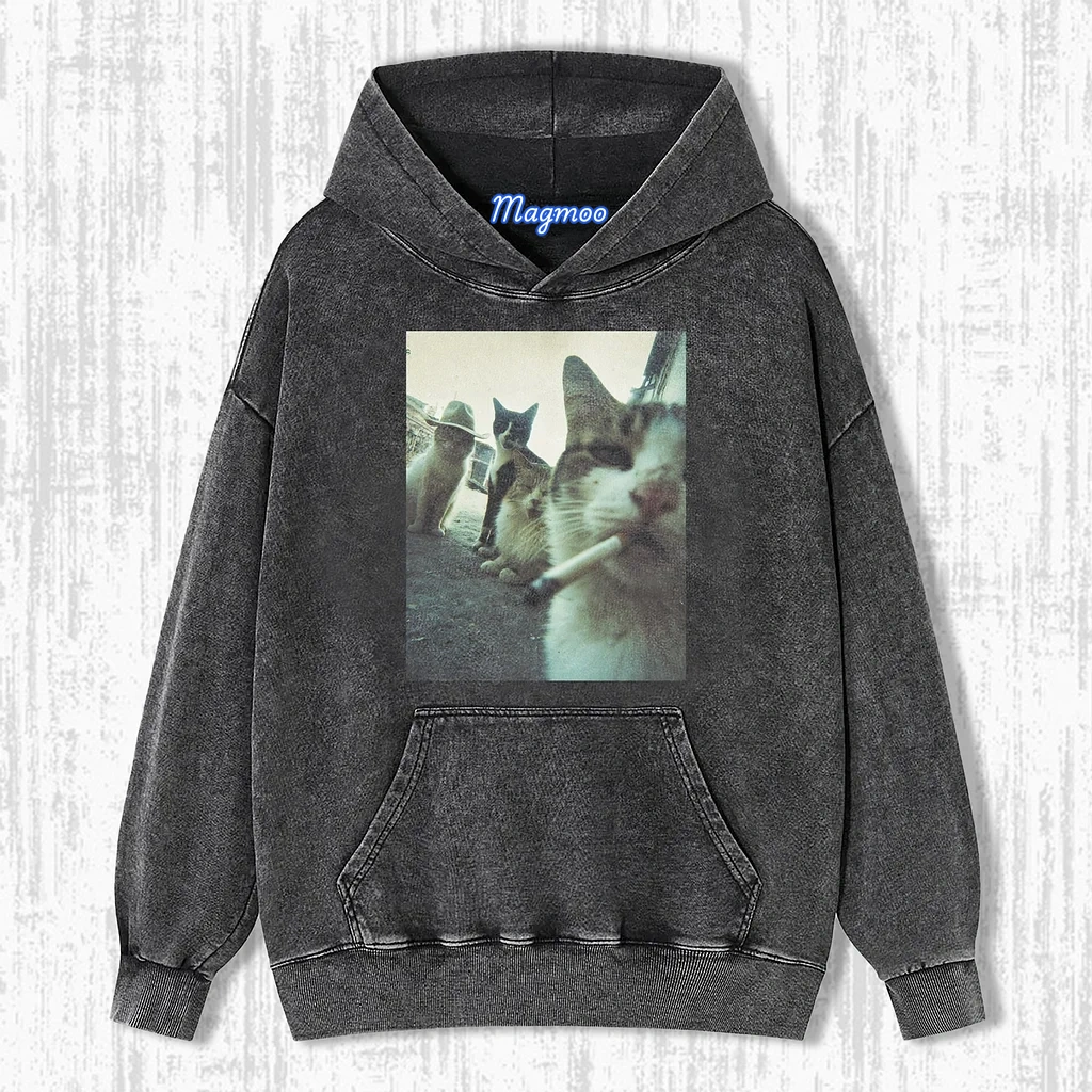 SMOKING CAT MEME T-SHIRT-Magmoo