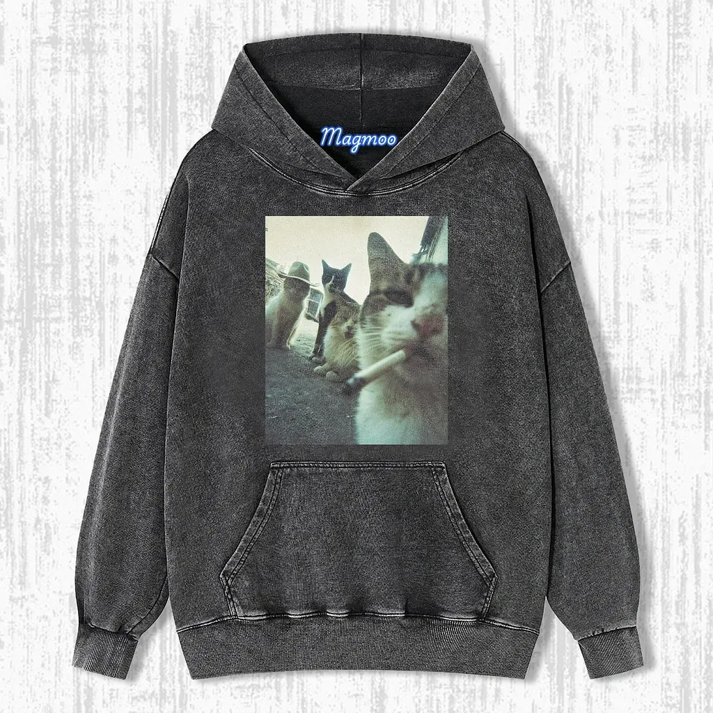 SMOKING CAT MEME T-SHIRT-Magmoo