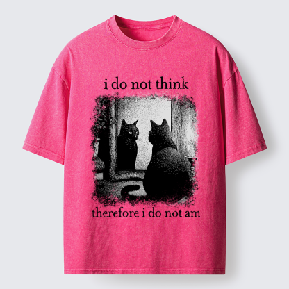 Magmoo Funny Cat Philosophical Washed T-Shirt