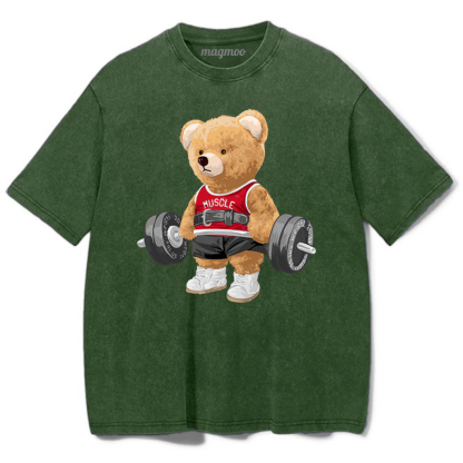 Magmoo Exercise Bear Washed Gym Shirt