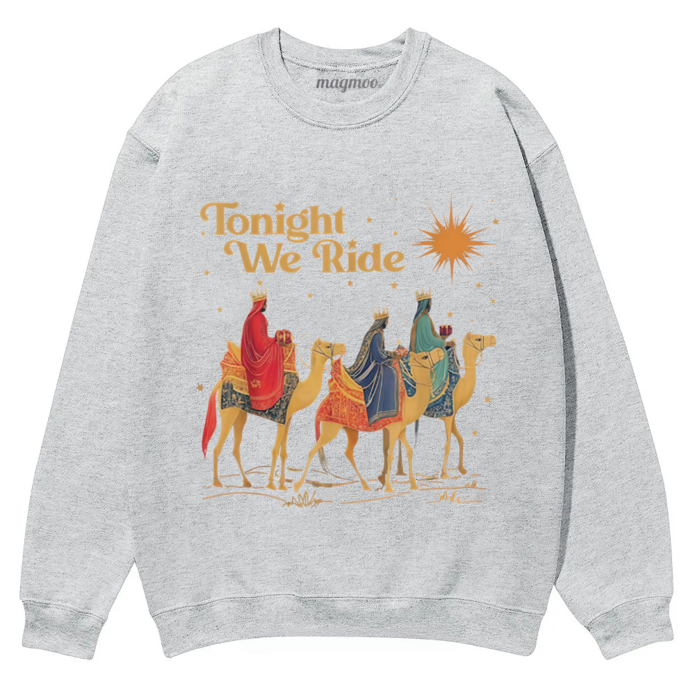 Magmoo Retro Tonight We Ride Christmas Christian Quote Sweatshirt