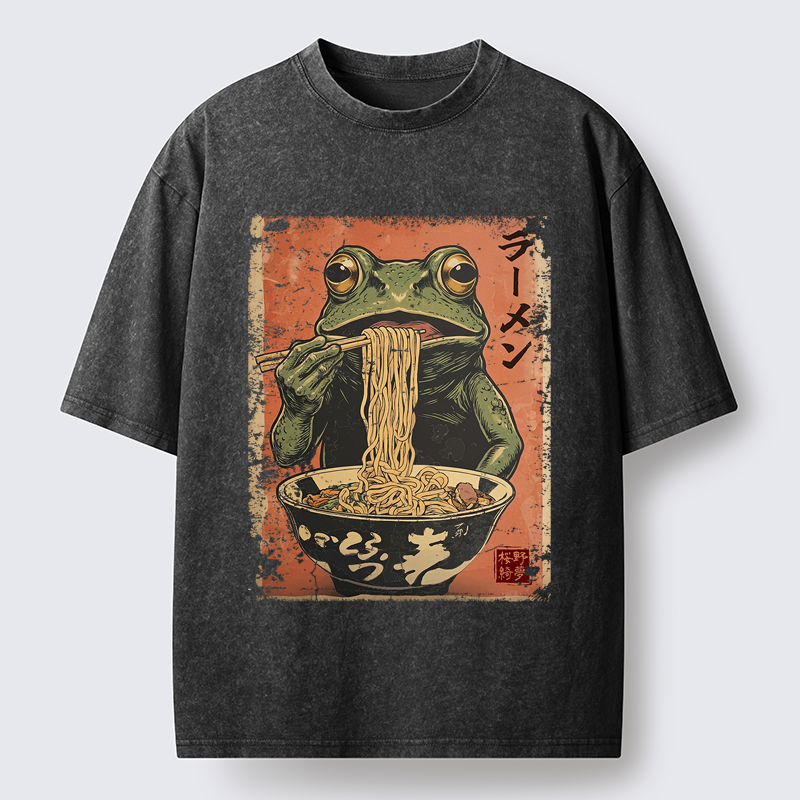 Magmoo The Ramen Frog Poster Washed T-Shirt