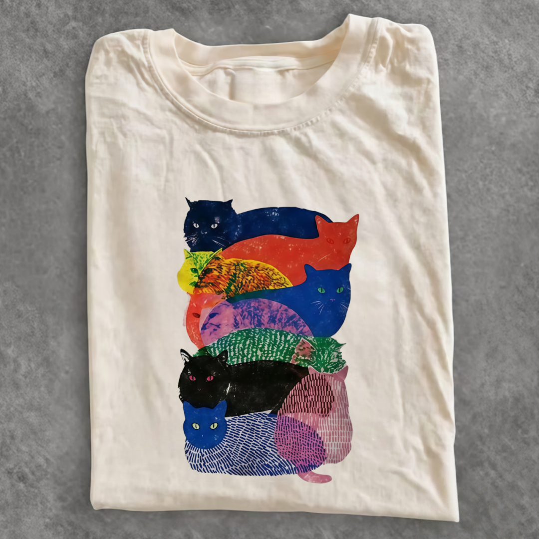 Magmoo Rainbow Cat Pile Graphic T-shirt