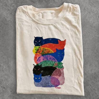 Magmoo Rainbow Cat Pile Graphic T-shirt
