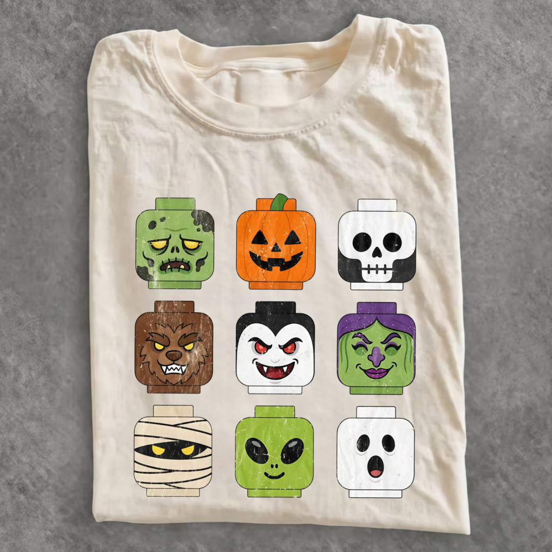 Magmoo Retro Halloween Brick Monster T-shirt