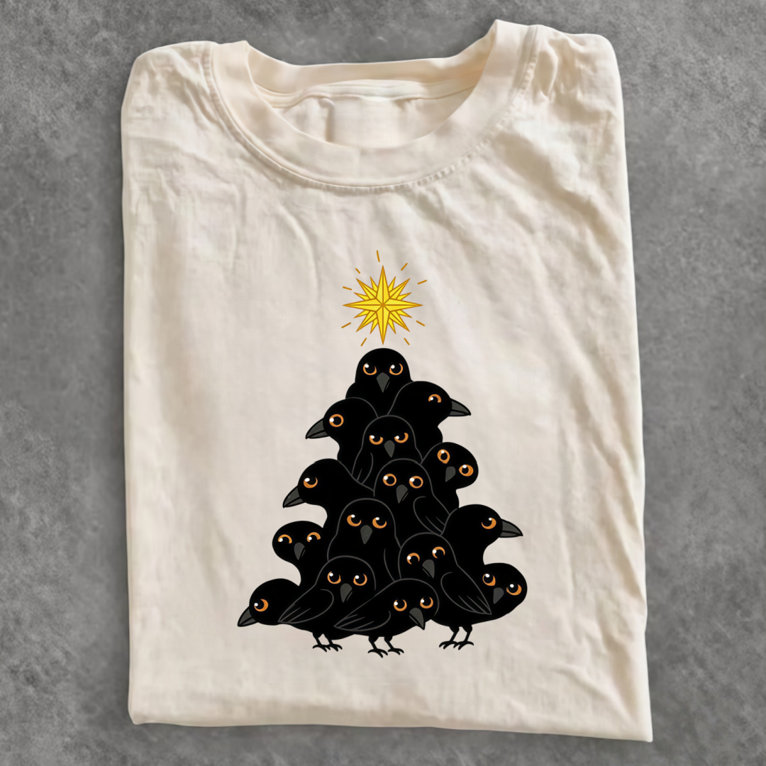 Magmoo Crow Christmas Tree T-shirt