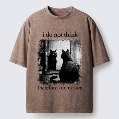 Magmoo Funny Cat Philosophical Washed T-Shirt