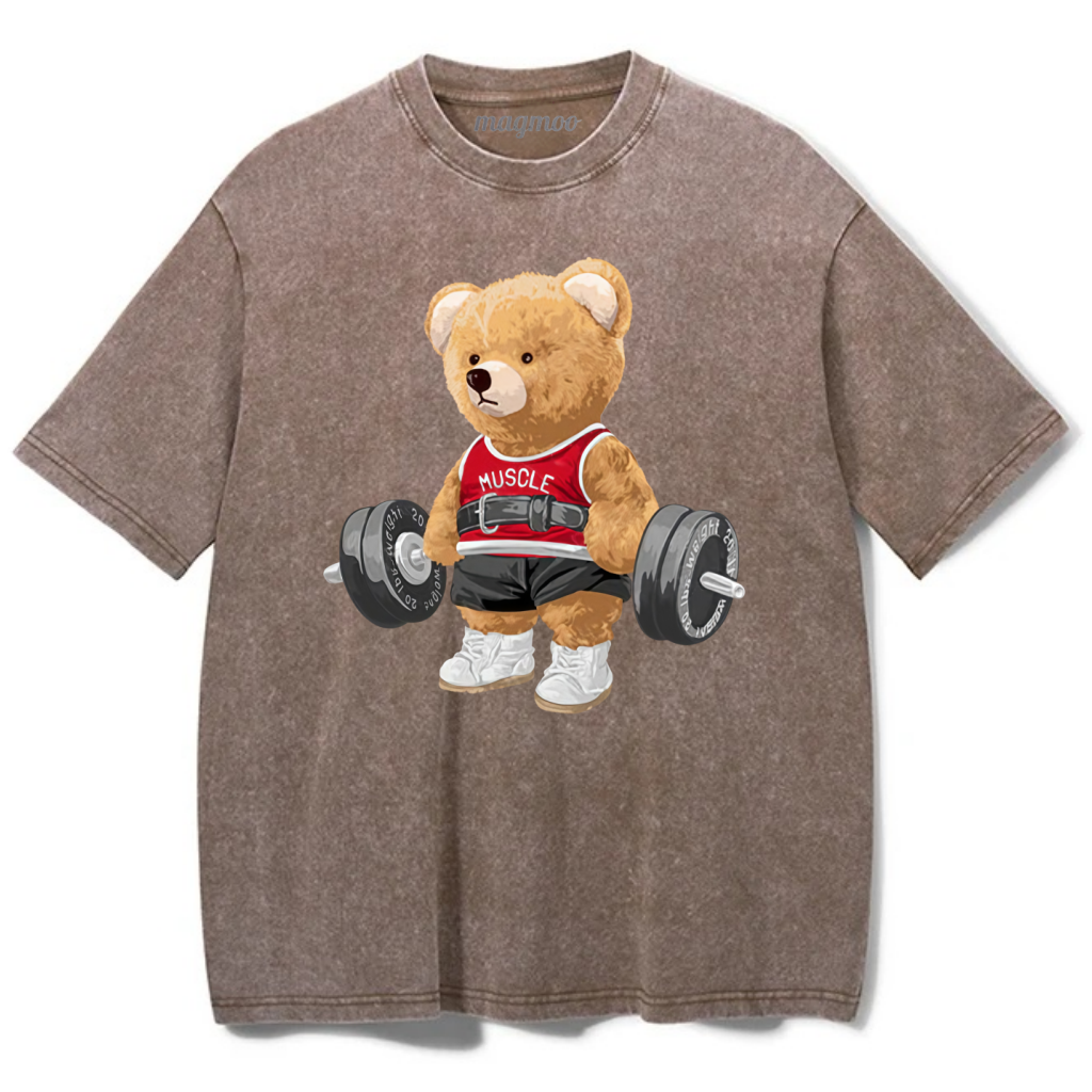 Magmoo Exercise Bear Washed Gym Shirt