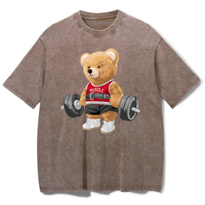 Magmoo Exercise Bear Washed Gym Shirt