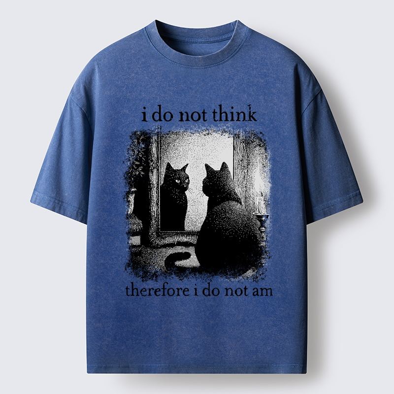 Magmoo Funny Cat Philosophical Washed T-Shirt