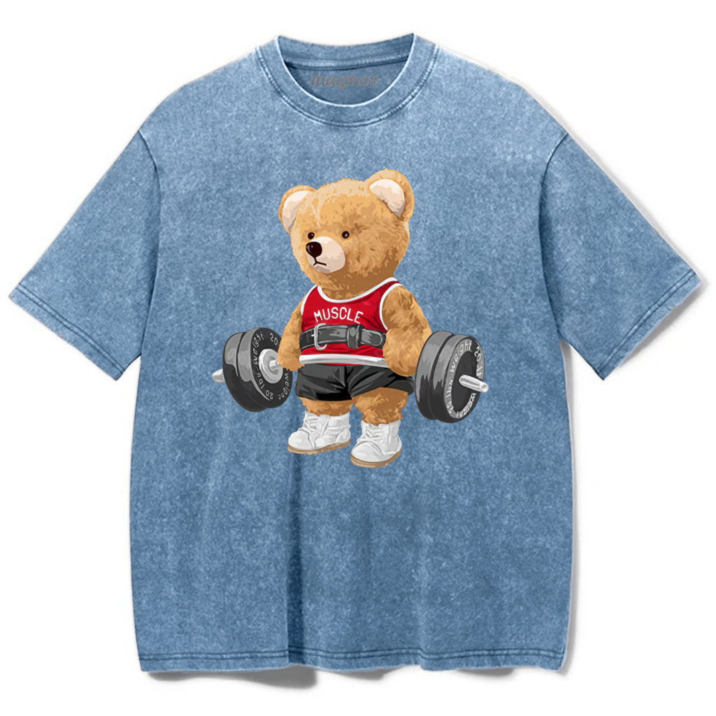 Magmoo Exercise Bear Washed Gym Shirt