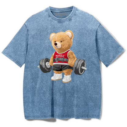 Magmoo Exercise Bear Washed Gym Shirt