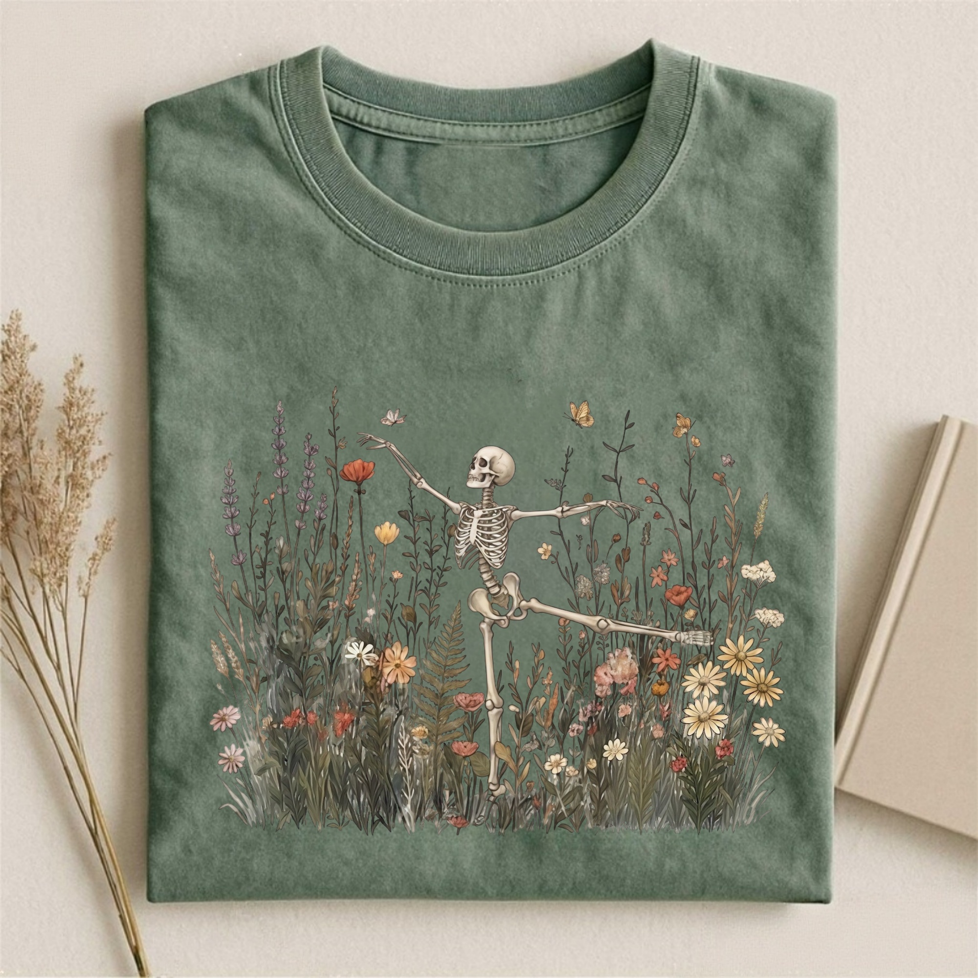 Magmoo Skeleton Dancing Arabesque Wildflower T-shirt
