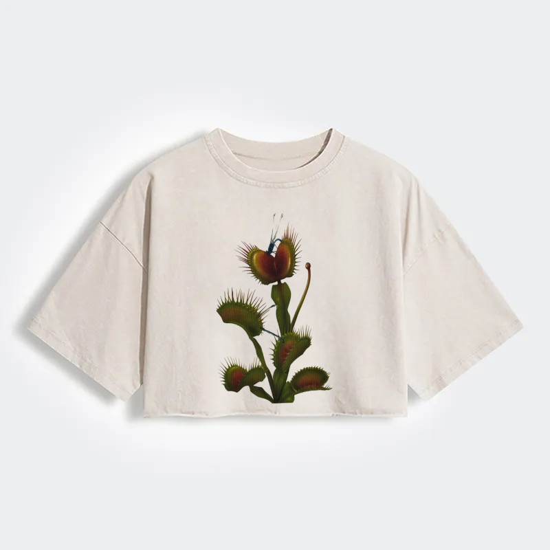 Magmoo Venus Flytrap Print Crop Shirt