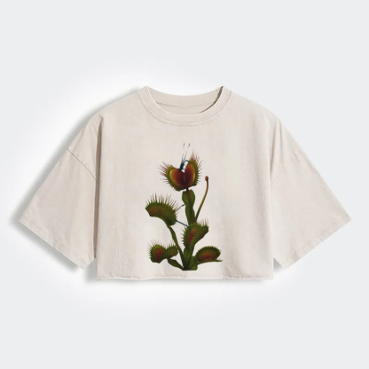 Magmoo Venus Flytrap Print Crop Shirt