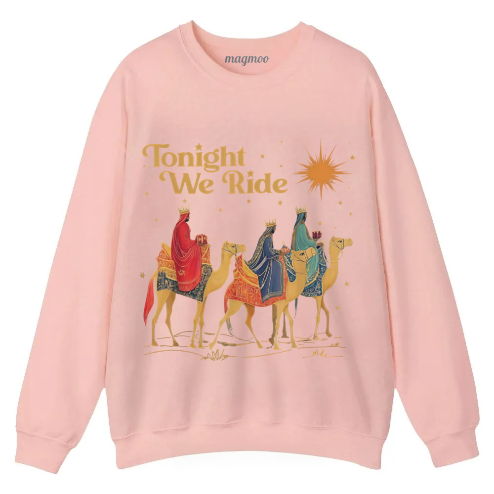 Magmoo Retro Tonight We Ride Christmas Christian Quote Sweatshirt