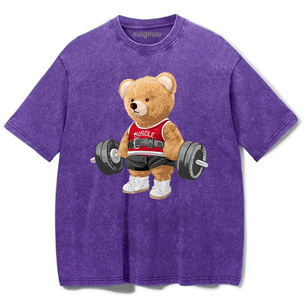 Magmoo Exercise Bear Washed Gym Shirt