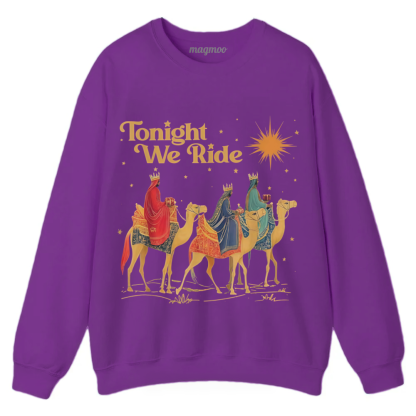 Magmoo Retro Tonight We Ride Christmas Christian Quote Sweatshirt