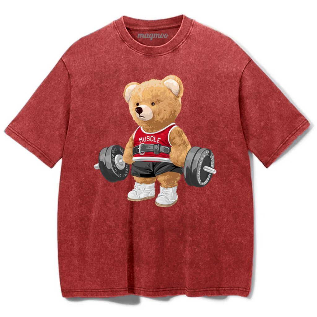 Magmoo Exercise Bear Washed Gym Shirt