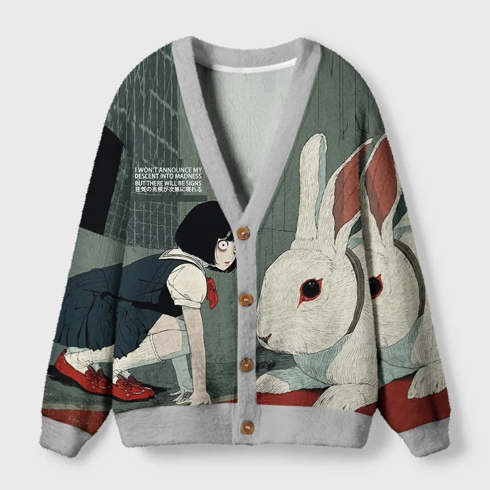 Magmoo unny Rabbit: Signs Of Madness Gradually Appear Ugly Cardigan Sweater