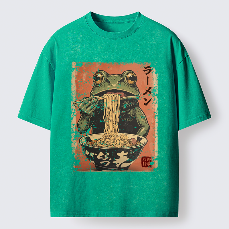 Magmoo The Ramen Frog Poster Washed T-Shirt