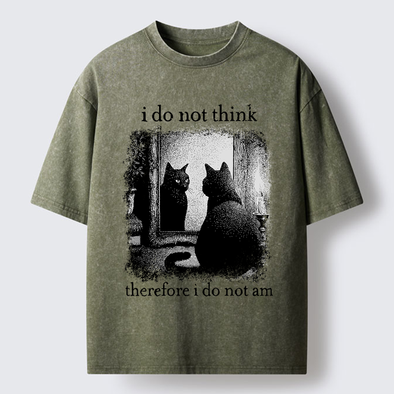 Magmoo Funny Cat Philosophical Washed T-Shirt