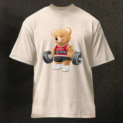 Magmoo Exercise Bear Washed Gym Shirt