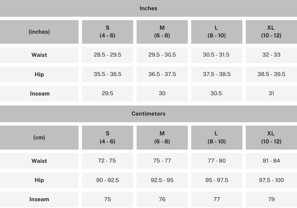 Size Charts - Arctica