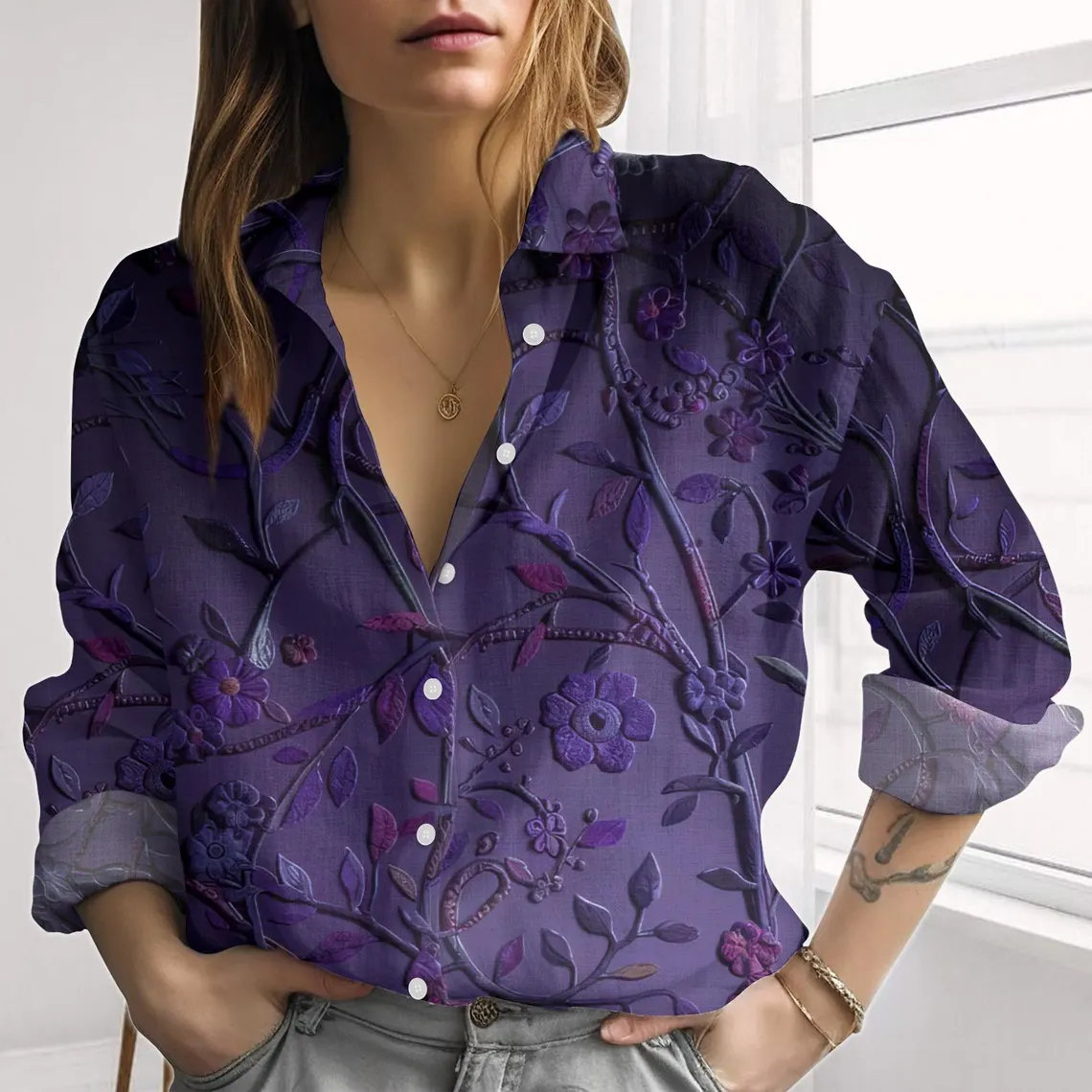 Retro Floral Flower Blouse Shirt