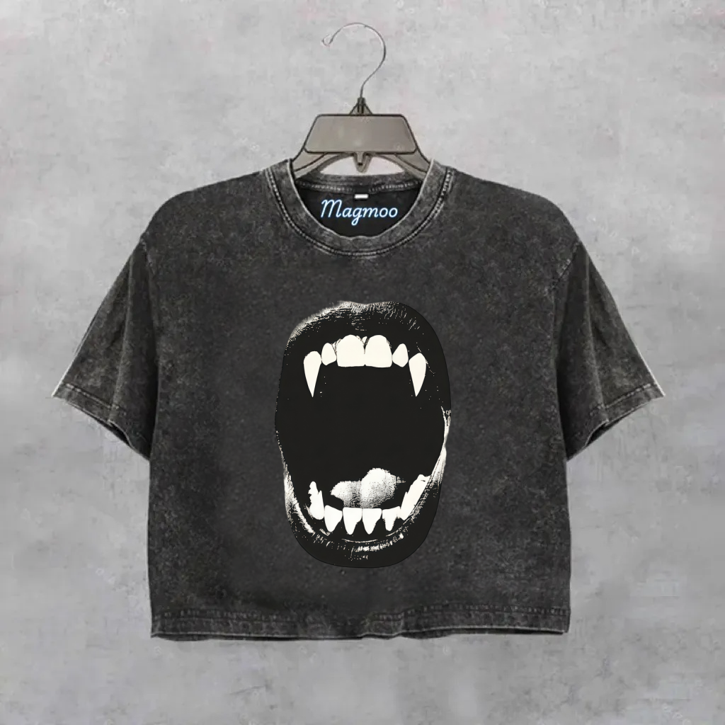 Funny Doll Face GIRL MEME CROP SHIRT-Magmoo