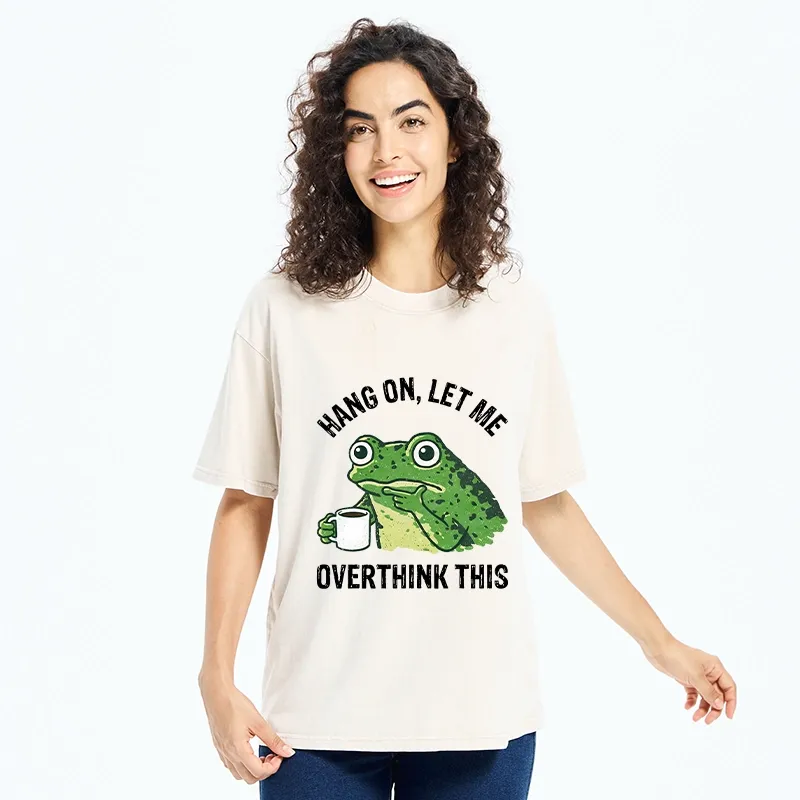 Magmoo Overthinking Frog With Coffee Washed T-Shirt