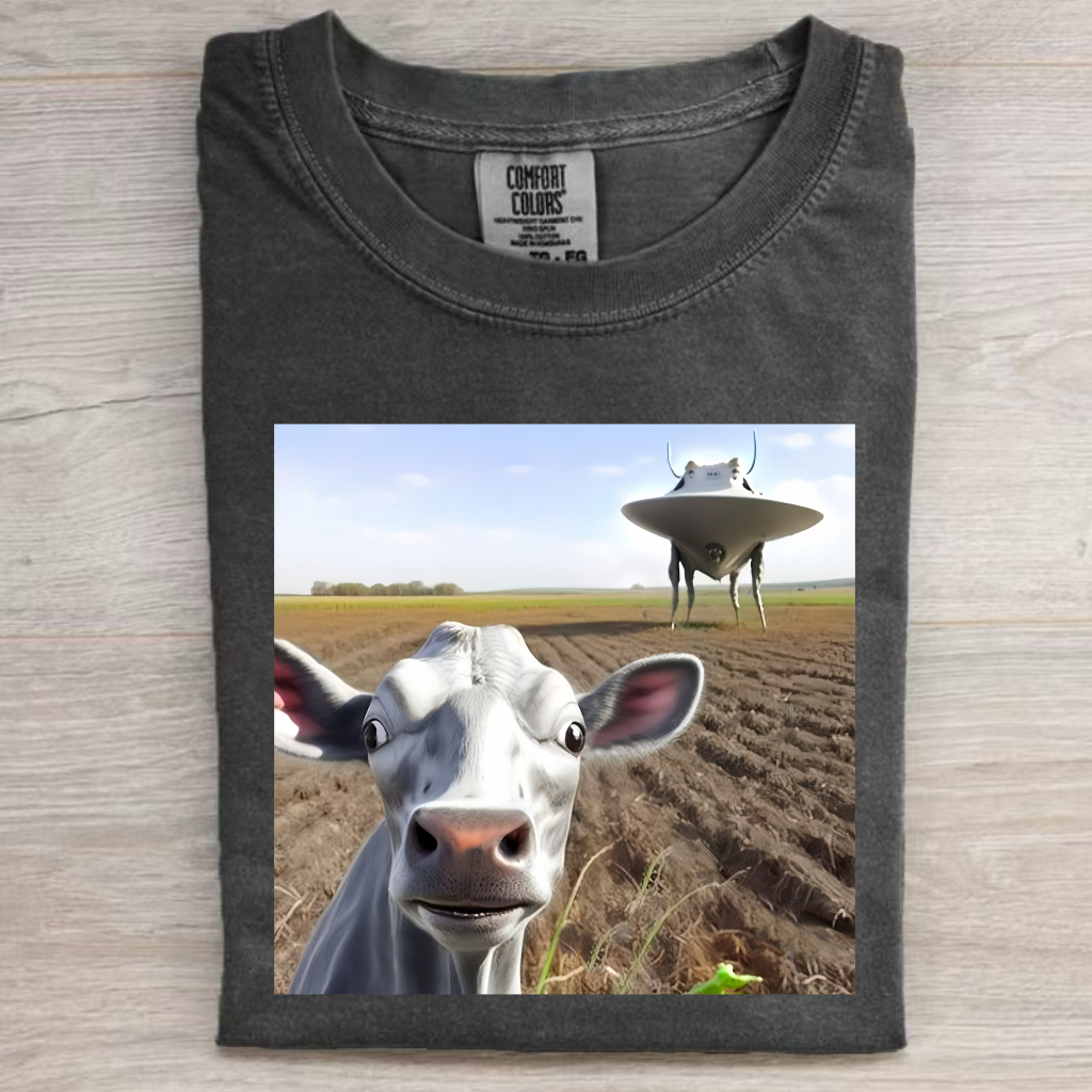 Funny Animal Selfie With UFO Art Acid Wash Shirt/Sweatshirt/Hoodie