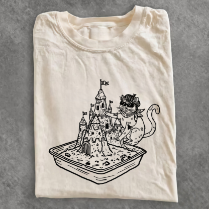Magmoo Sunglasses Kitty Sand Castle Litter Box T-shirt