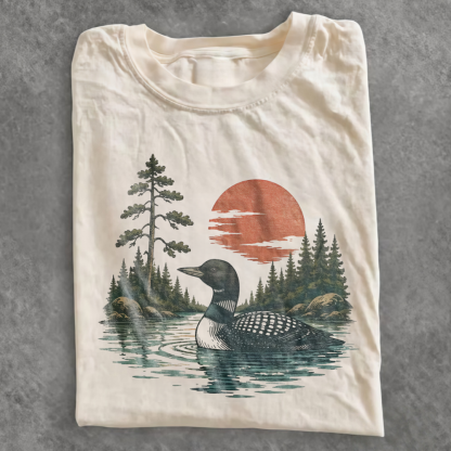 Magmoo Vintage Loon Lake Nature T-shirt