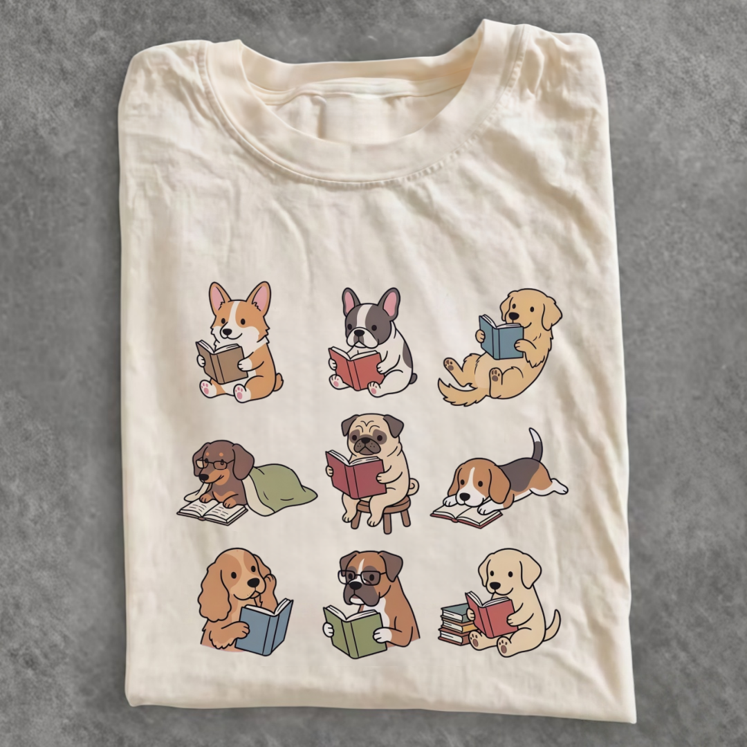 Magmoo Funny Dog Reading T-shirt