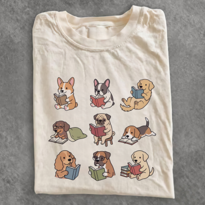 Magmoo Funny Dog Reading T-shirt