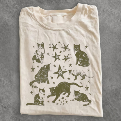 Magmoo Vintage Cat Star Graphic T-shirt