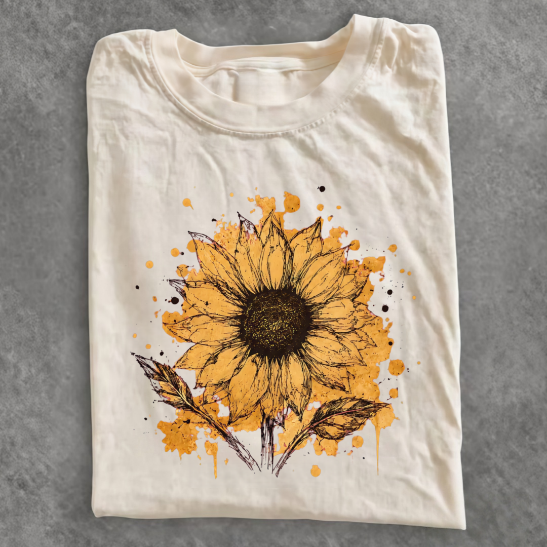Magmoo Sunflower I Live Here Now Garden T-shirt