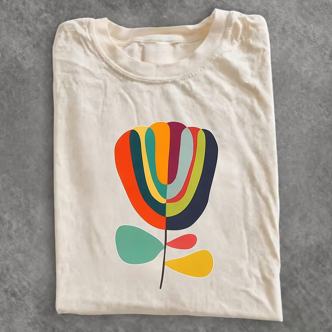 Magmoo Colorful Flower Minimalist Print T-shirt