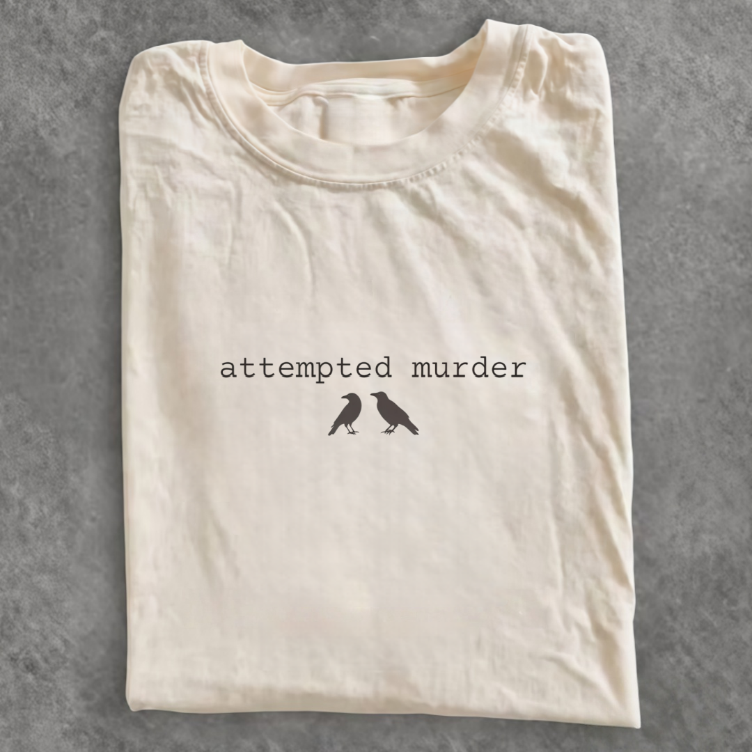 Magmoo Funny Attempted Murder Crow T-shirt