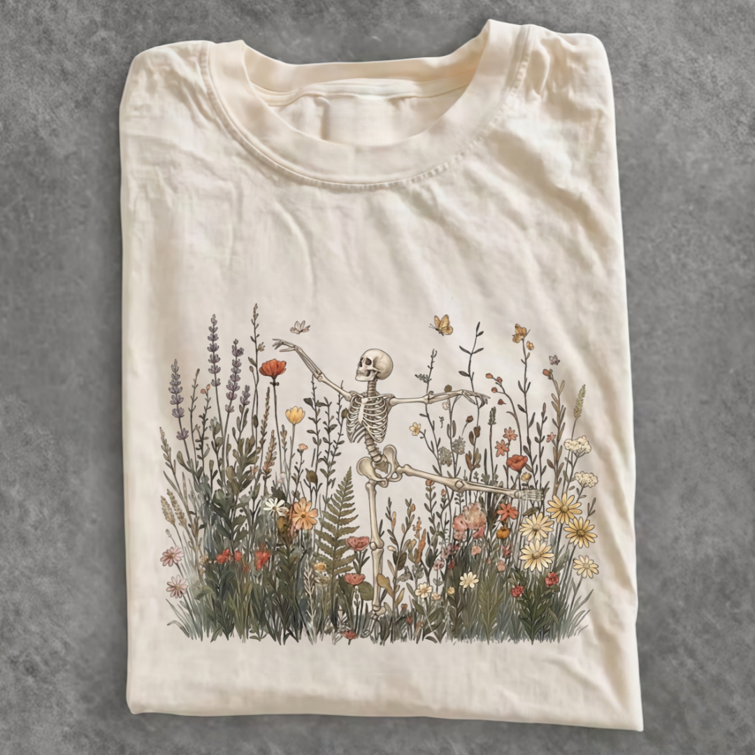Magmoo Skeleton Dancing Arabesque Wildflower T-shirt