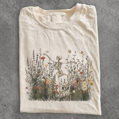Magmoo Skeleton Dancing Arabesque Wildflower T-shirt