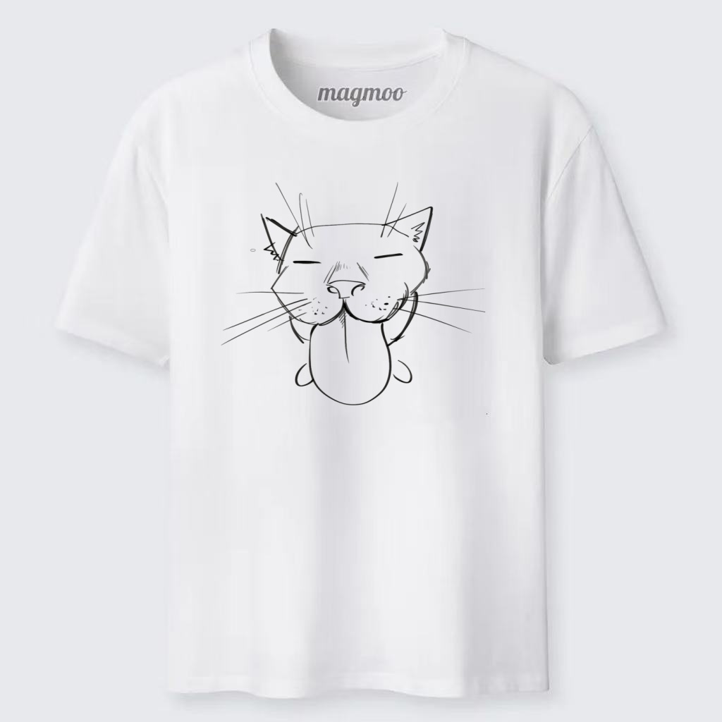 Magmoo Tongue Out Sketch Cat T-shirt