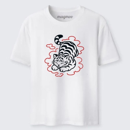 Magmoo Cloud Sleeping White Tiger T-shirt