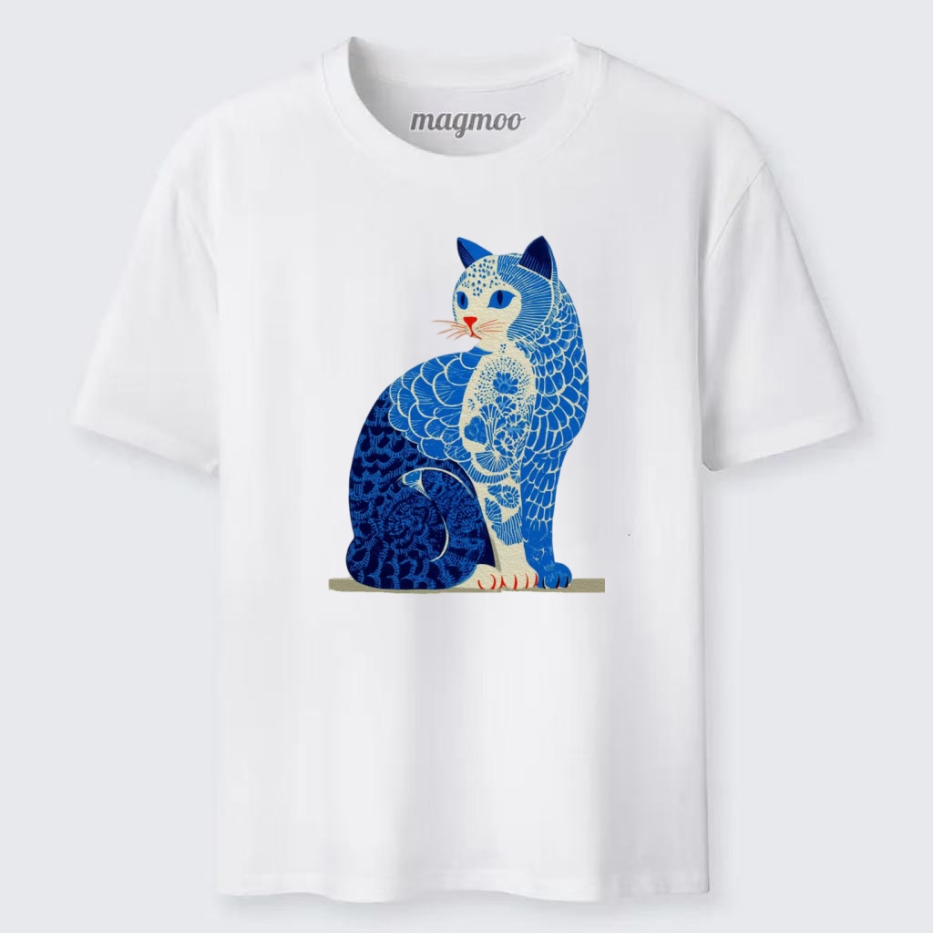 Magmoo Blue Porcelain Cat T-shirt
