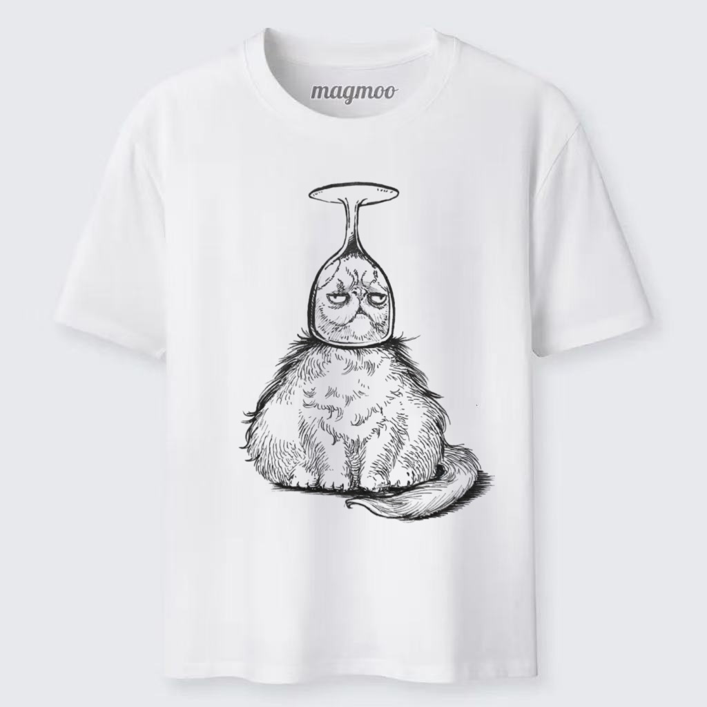 Magmoo Cat In A Wine Glass T-shirt